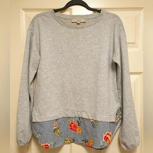LOFT Floral and grey blouse (sml)
